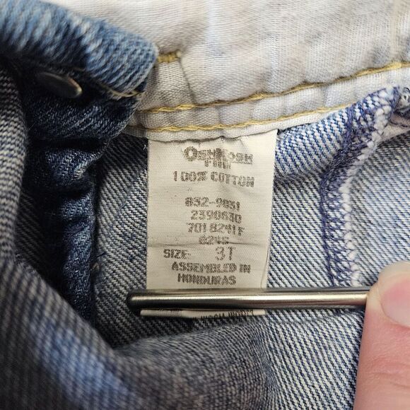OshKosh B'Gosh Vintage Vestbak Denim Carpenter Overalls Bibs Toddler Kids 3T USA - Picture 9 of 9